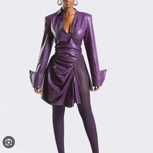 Purple Faux Leather Hanifa Runway Dress